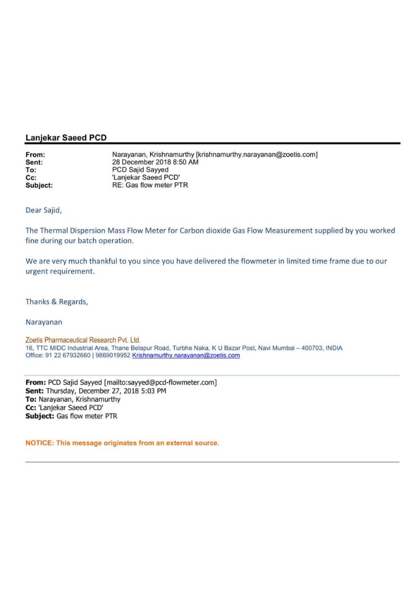 Customer testimonial letter from Zeotis